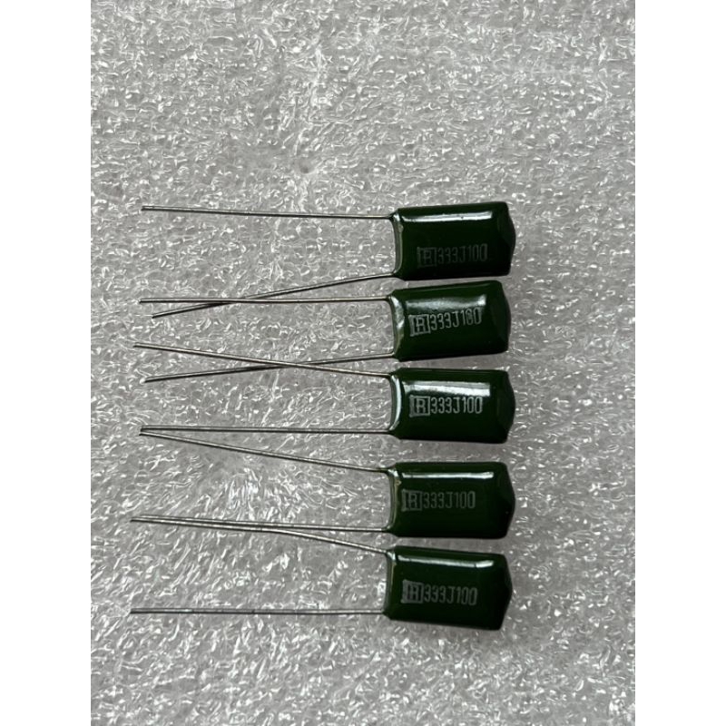 0.033UF 100V 333J  333PF ไมล่าของญี่ปุ่น ขาห่าง5มิล Cไมล่าของแท้ของใหม่(10ชิ้น) ตัวเก็บประจุ คาปาซิเ