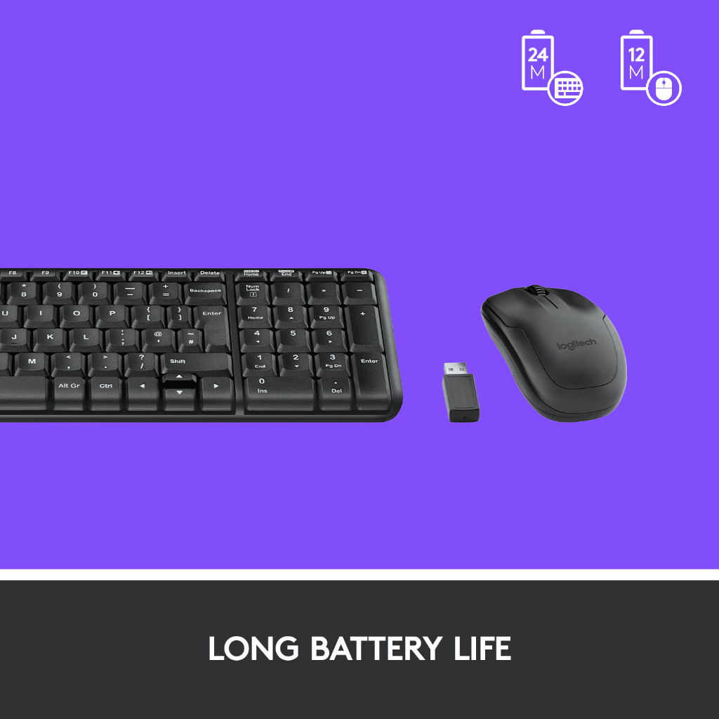 Logitech MK220 Wireless Combo ชุดคอมโบคีย์บอร์ดและเมาส์ไร้สาย For Windows,แบตเตอรี่ 24 เดือน, เข้ากันได้กับ PC, แล็ปท็อป