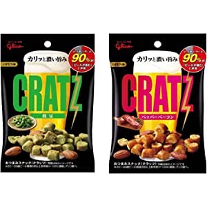 Ezaki Glico Kratz 2 แบบ (พริกไทยเบคอน) / (ถั่วแระญี่ปุ่น) คละชุด อาหารทานเล่น อาหารว่าง เหมาะสำหรับเบียร์ 16 ชิ้น [ส่งตรงจากญี่ปุ่น]