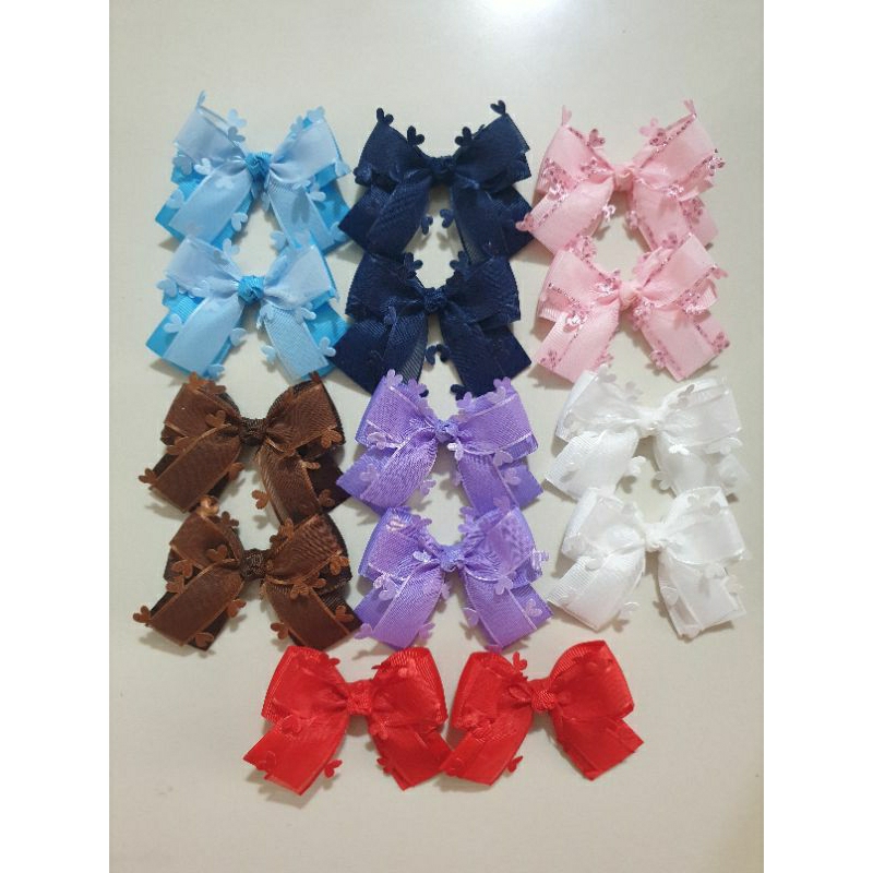โบว์นักเรียน ขอบลายหัวใจ ราคา/1คู่