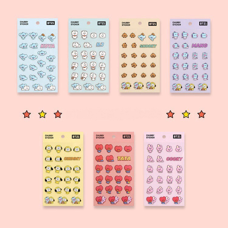 สติ๊กเกอร์ 3D บีที21 KPOP BTS BT21 คิดกระเป่า มือถือ เคส สมุด