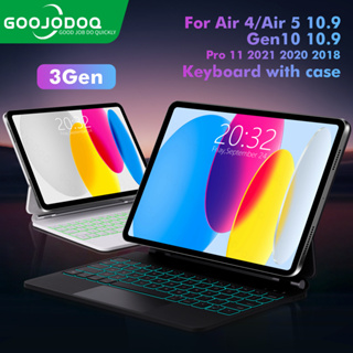 Goojodoq สำหรับ for Keyboard with Case สำหรับ gen10/Air 4/Air5/Pro 112018-2021 ลอยที่เท้าแขนไร้สายบลูทูธคีย์บอร์ด