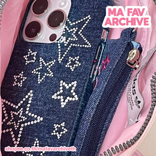 (pre-orderจากเกาหลี) mafavarchive - star cubic jeans glossy hard เคสมือถือเปิดหัวท้าย PC แข็ง เคลือบเงา