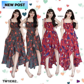 ☀️🎈เดรสเที่ยว ไปทะเล Dress 2 in 1 ผูกไหล่ &amp; ผูกคอ เดรสลายดอก หน้าสั้นหลังยางแวกหน้า งานผ้าไหมอิตาลีผ้าพริ้ว