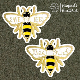 ʕ •ᴥ•ʔ ✿ พร้อมส่ง : เข็มกลัดลายผึ้ง "SAVE THE BEE" &amp; “BEE KIND” | "SAVE THE BEE" &amp; “BEE KIND” Bee Enamel Brooch Pin.