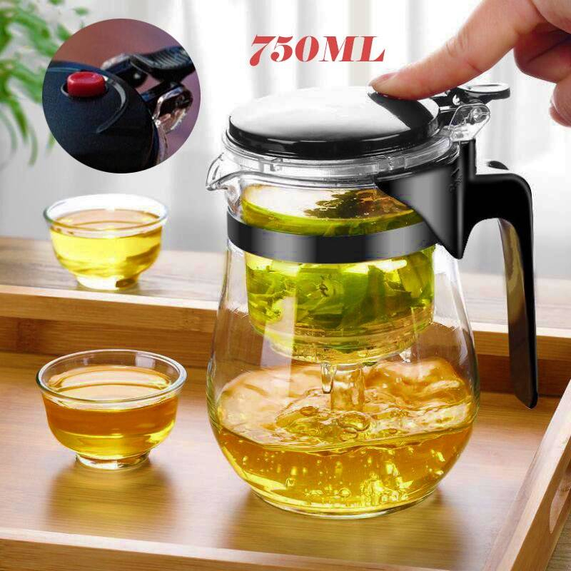 !! พร้อมส่ง !!กาชงชากาชงชาแบบก 750ml มีที่กรองสแตนเลสแก้วสะดวกชงชาตัวกาผลิตจากแก้ว ถอดที่กรองใบชาได้