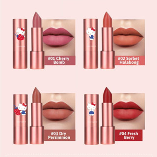 🔥ราคาพิเศษ🔥【คิตตี้】ลิปสติก เนื้อซาติน กลิ่นหอมของสตรอเบอร์รี่ COLOR LIPSTICK 3.5G CATHY DOLL HELLO KITTY