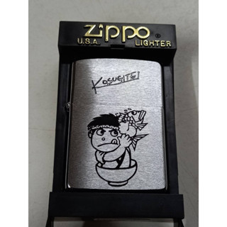 ZIPPO 200 KOSUGITEI  BRUSHED CHROME COLOR IMAGE    ผลิตปี1993  สีเงินผิวโครเมี่ยมลายแบบสกรีน  ของใหม่ไม่ผ่านการใช้งาน