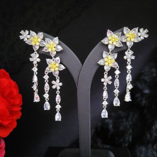 พร้อมส่ง🇹🇭 ต่างหูออกงานห้อยระย้าละอองดาวดอกไม้สวรรค์ ดีไซน์งาน Jewelry สวยหวาน