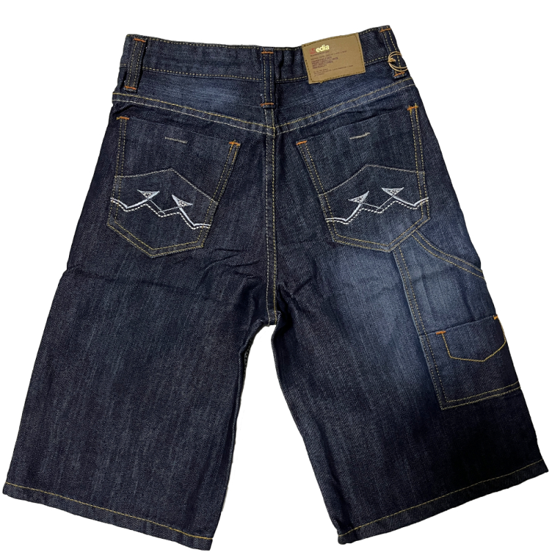 MEDIA JEANS กางเกงยีนส์ ขาสั้น Jorts ผ้าไม่ยืด วัยรุ่นถึงผู้ใหญ่ ปักลาย M (SN:2112)