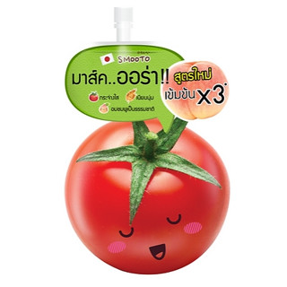 (1ซอง) SMOOTO TOMATO GLUTA AURA PLUS SLEEPING MASK สมูทโตะ โทเมโท กลูต้า ออร่า พลัส สลีปปิ้ง มาส์ค 10กรัม