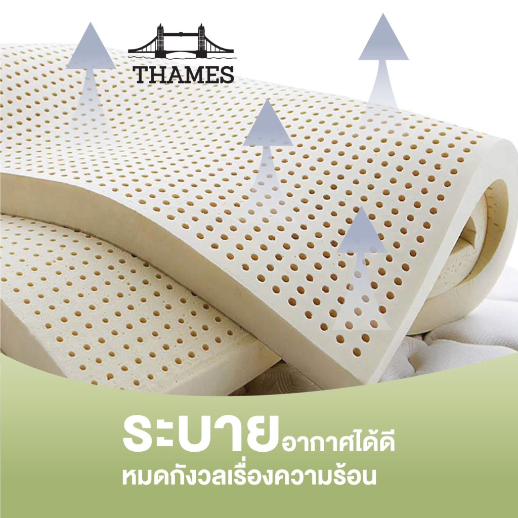 Thames ที่นอนยางพาราแท้ 100% Firm ลดล้างสต๊อก เพื่อสุขภาพ ฉีดขึ้นรูป ผลิตในไทย topper