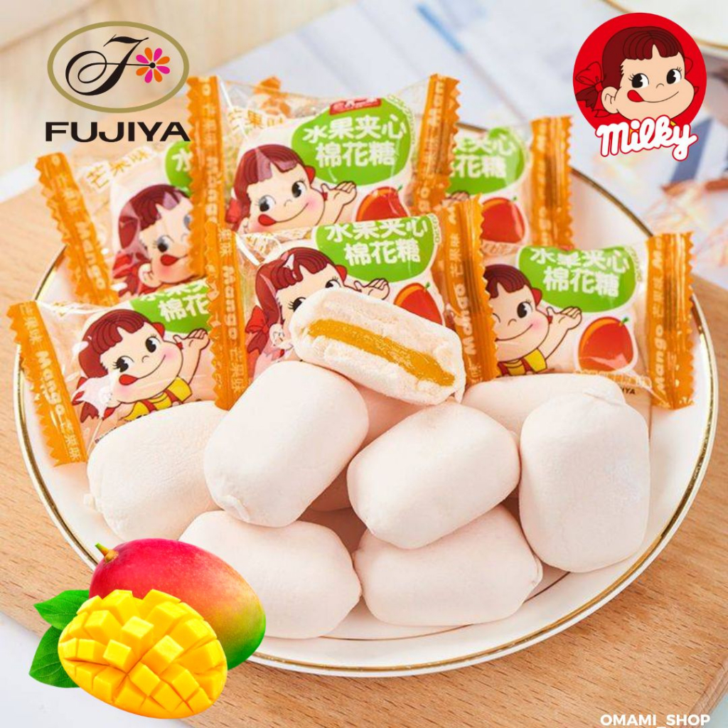 พร้อมส่ง! มาร์ชเมลโล่ มาร์ชเมลโล่สอดไส้  1ชิ้น/5.5g (20-40ชิ้น)  Fujiya🇯🇵 มาร์ชเมลโล่สอดไส้ผลไม้ ขนมญี่ปุ่น