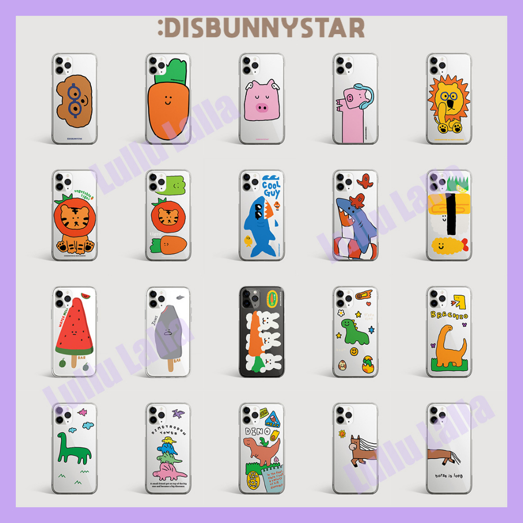 🇰🇷 【 Disbunnystar Clear Jelly Phone Case Collection 4 】 Cute Couple Thin Light Compatible for iPhone 14 Series Added Galaxy Samsung Note 14pro 13 S22