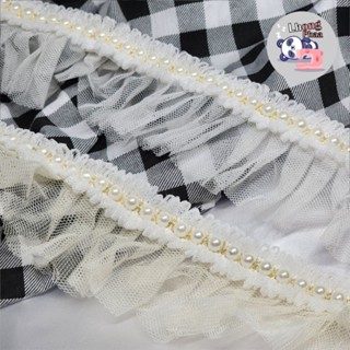 ลูกไม้ระบายแต่งมุก ลูกแต่งขอบ ลูกไม้ต่อชาย diy
