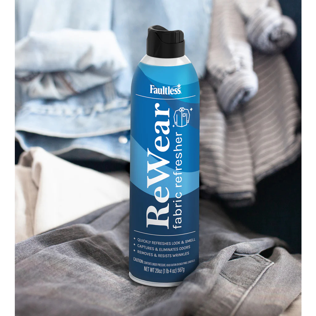 Faultless Reware Dry wash Spray สเปรย์ลดกลิ่นอับจากผ้าที่สวมใส่แล้ว โดยไม่ต้องซักใหม่ 585ml (1 ขวด)