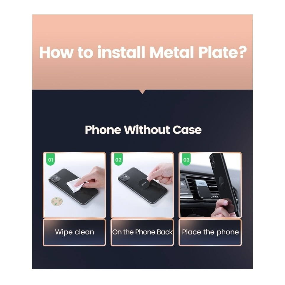 UGREEN รุ่น 80712B Waterfall Magnetic Phone Holder for Car ที่ยึดมือถือ สำหรับช่องแอร์ หมุนได้ 360 องศา - รูปที่ 5