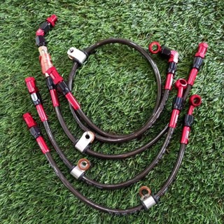ชุดสายดิสเบรค (SWITS) FORZA300 หน้า/หลัง แบบมีปลดวาล์ว+ABS สีดำแดง งานแท้