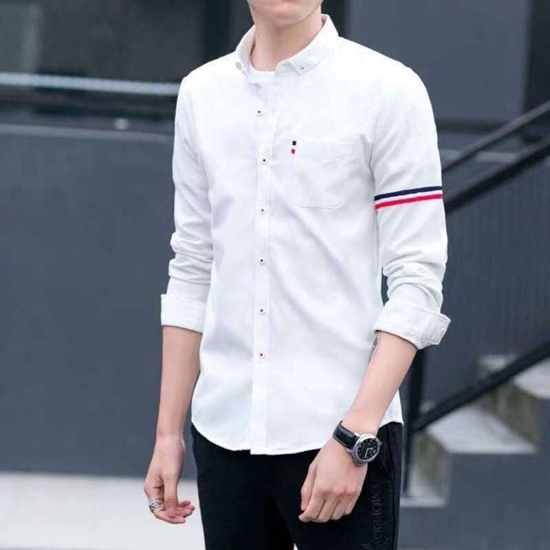 เสื้อเชิ้ต แขนยาว ริ้วแขนมีกระเป๋า