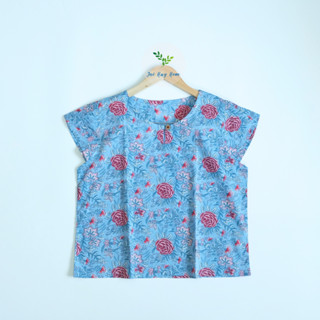 เสื้อผ้าฝ้ายอินเดีย คอกลม แขนปีก กระดุมหน้า 1 เม็ด ผ้าคอตตอนอินเดีย พิมพ์ลายจากอินเดีย