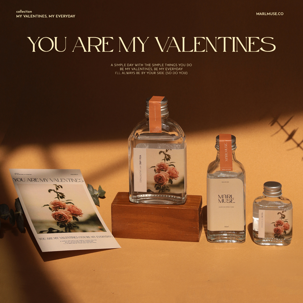 MARLMUSE | ก้านไม้หอม (Reed Diffuser) My valentine collection [Limited edition] - Gift Set - ของขวัญ - วานเลนไทน์ -rose