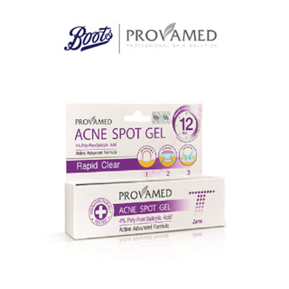 Provamed Acne Spot Gel 10G   โปรวาเมดเจลแต้มสิวสูตรเร่งด่วนสำหรับ T zone (เหมาะสำหรับสิวอักเสบ สิวหัวหนอง) ด้วยเทคโนโลยี Salicylic Polymerizations System 10g