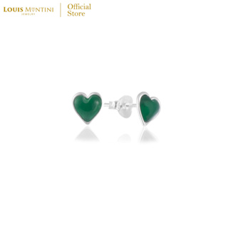 Louis Montini (Jewelry) Sterling Silver 925 Earrings ต่างหูเงินแท้ 92.5% ต่างหูผู้หญิง รูปหัวใจ LJER85