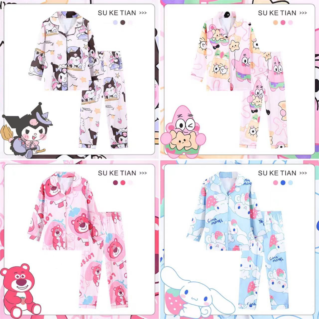 เสื้อผ้าสาวๆ ชุดนอนเด็กผู้หญิง สไตล์เจ้าหญิงน่ารัก ลวดลายการ์ตูน ผ้าฝ้ายคุณภาพสูง 90-165cm