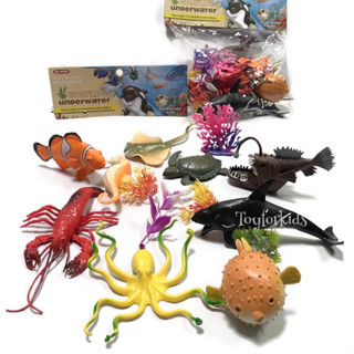 โมเดลสัตว์ทะเล Underwater World วาฬ กุ้ง ปลาหมึก ปลา เต่า กระเบน ปลาหมึก ปะการัง