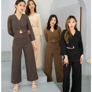 กางเกงขายาว ซิปหลัง ขากระบอกใหญ่ 👖 MNS016 Stella Pants | Miniset.Style