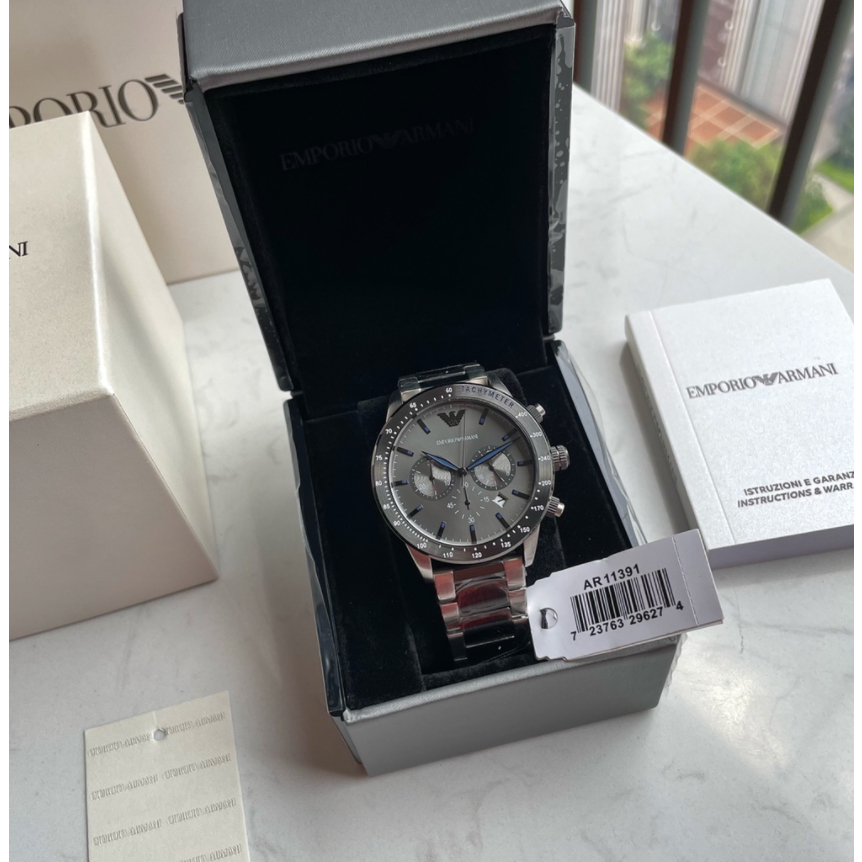 Emporio Armani Men's Chronograph Date Bracelet Strap Watch, Black/Silver AR11391 AR11241 AR11521 43mm