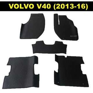 พรมรถยนต์ VOLVO V40 (2013-16) พรมกระดุมเม็ดเล็กpvc สีดำ เข้ารูป ตรงรุ่นรถ 5ชิ้น