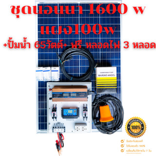 ชุดนอนนา 1600W พร้อมแผง 100w (ไม่รวมแบต) ❤️แถม(ปั้มน้ำ65w) แถม(หลอดไฟ5w)❤️โซล่าเซลล์ 100วัตต์ พลังงานแสงอาทิตย์