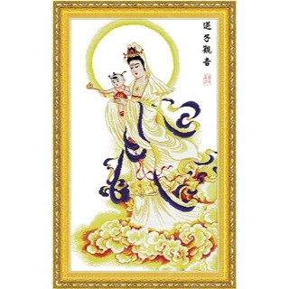 ชุดปักครอสติช ลายพระโพธิสัตว์กวนอิม ขนาด 57*93 ซม.
