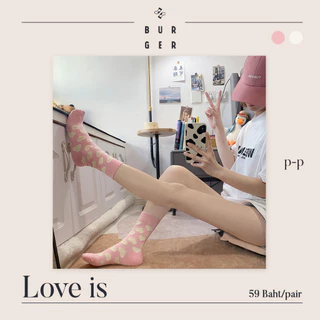 Love is ถุงเท้าแฟชั่น ครึ่งแข้ง ลายหัวใจ ราคาถูก คุณภาพดี