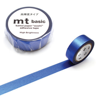 mt masking tape blue (MT01P539) / เทปตกแต่งวาชิ สีน้ำเงินวาว แบรนด์ KAMOI mt masking tape ประเทศญี่ปุ่น