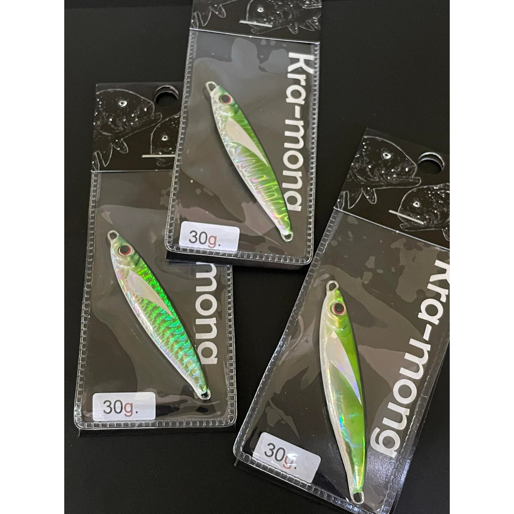 A-013 สีเขียว มี3ลายให้เลือก เหยื่อจิ๊กกิ้ง ไลท์จิ๊กกิ้ง สปีดจิ๊ก Jigging เหยื่อตกปลาโลหะ เหยื่อตกปลาทะเล นน.25-150กรัม