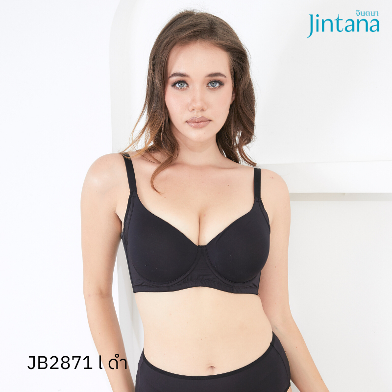 Jintana เสื้อชั้นใน จินตนา รุ่น Basic+ รหัส JB2871 (เสริมโครง) Wire สีดำ เสื้อในกระชับ เก็บส่วนเกิน ทรงสวย ใส่สบาย