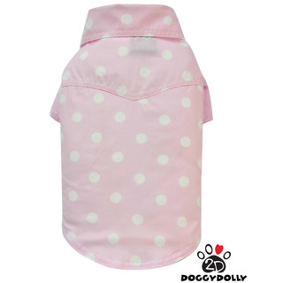 Bigdog -Doggydolly เสื้อผ้าหมาใหญ่ แฟชั่นหมาใหญ่ เสื้อคอปก เชิ๊ต ลายจุด สีขาว 1-45 โล BD-S129