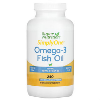 Super Nutrition Omega-3 Fish Oil 1,000 mg 240 Fish Softgels (exp.07/25)