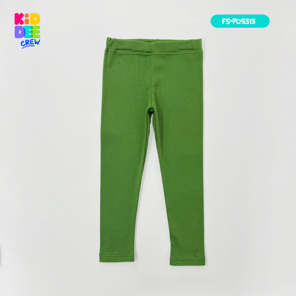 KiddeeCrew เลกกิ้งเด็กสีเขียวพับลา เหมาะสำหรับอายุ 1-10 ปี