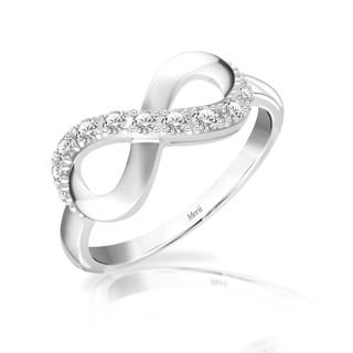 Merii แหวนเงินประดับ CZ ทรงกลม ขนาด 1.8 มม. ดีไซน์อินฟินิตี้แห่งรักนิรันดร์ : To have and To hold  221R0541-01