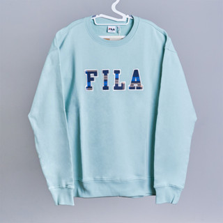 FILA - Check Logo Sweatshirt (FS2POD4105X) เสื้อสเวตเตอร์เนื้อนุ่มสีเขียวมิ้นต์ปักลายโลโก้แบรนด์