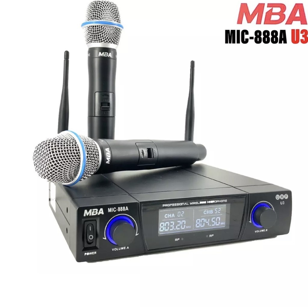 SP MOBILE ไมค์ลอย ไมค์ลอยคู๋ ไมค์ไร้สาย คลื่นความถี่ UHF / MBA รุ่น MIC-888A (U3) Professional Wirel