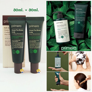 (EXP 2024) เซ็ทแชมพู+ทรีทเมนท์ชาเขียว ลดผมร่วง ลดมัน Primera Green Tea Biome Scalp