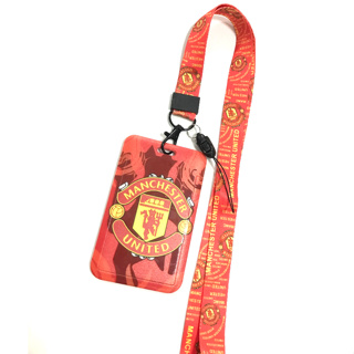 MAN U ที่ใส่บัตร ซองใส่บัตร ที่ใส่บัตร พร้อมสายคล้องคอ(2cm) ลาย แมน ยูไนเต็ด แดง สายแดง สำหรับบัตร 5.5x8.5cm  PMYL SHOP