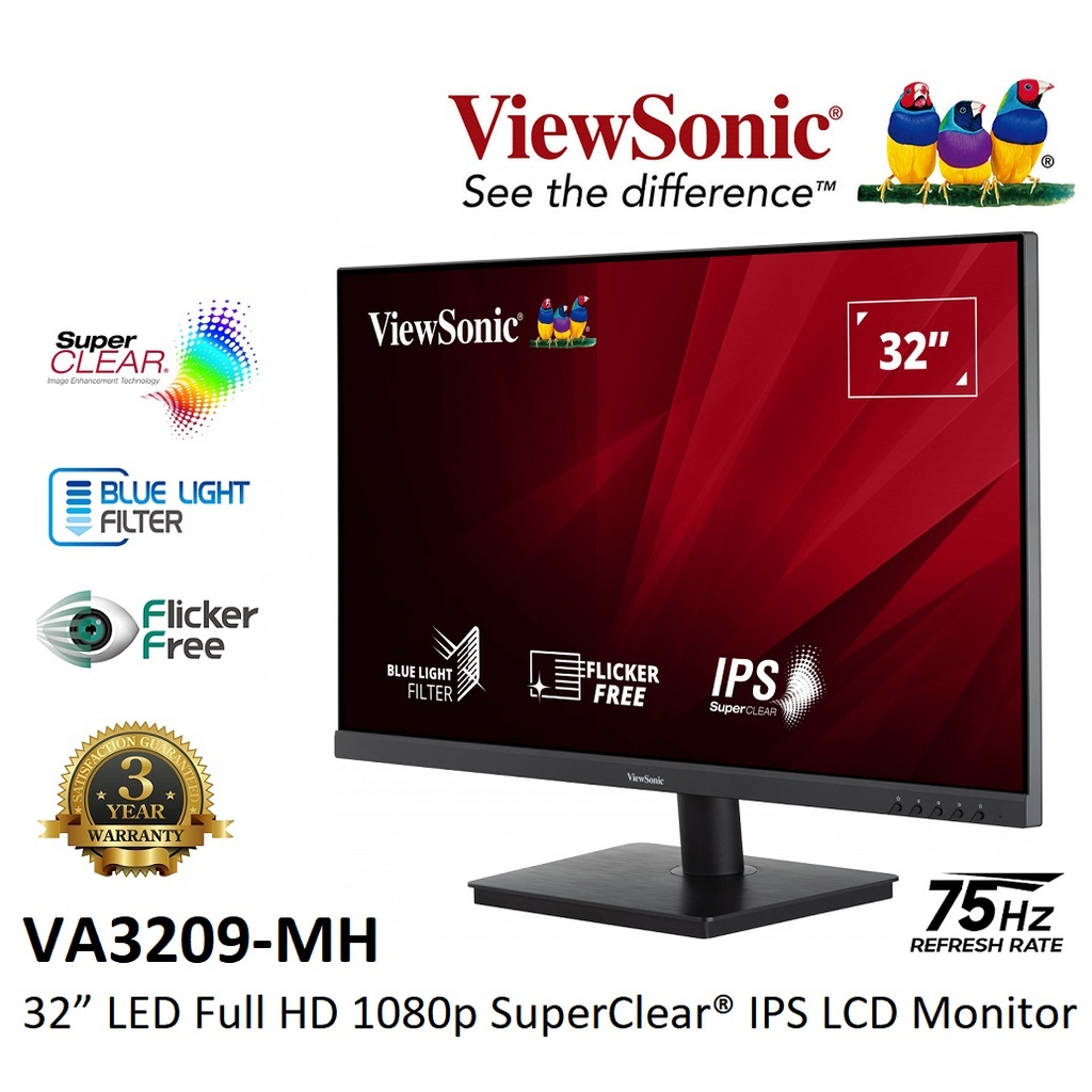 ViewSonic VA3209-MH 31.5” FHD 75Hz IPS LED Backlit Adaptive Sync Monitor ( Speakers, HDMI, VGA, 3 Yrs Waranty)