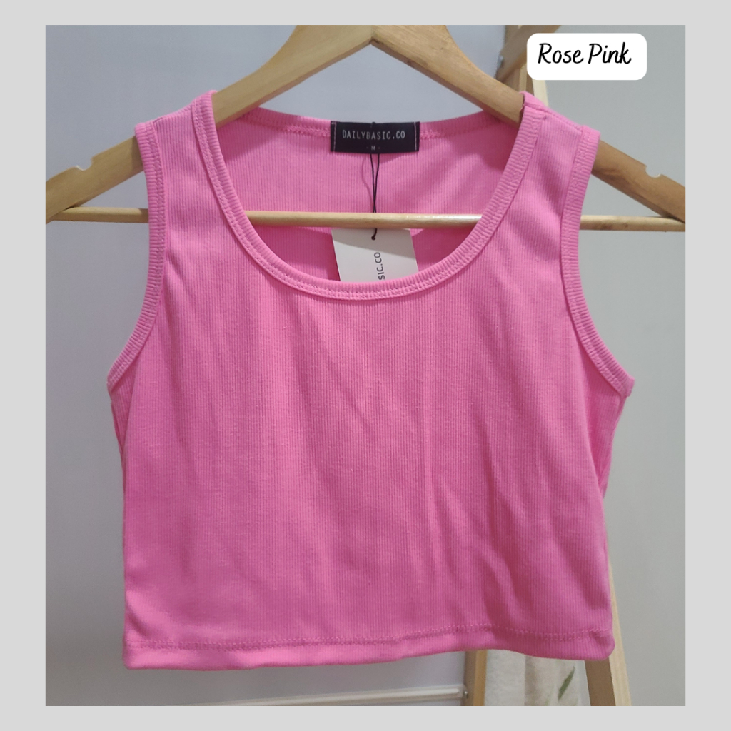 Dailybasic - เสื้อกล้ามครอปคอยู ผ้าร่องคอตตอนญี่ปุ่น ทรงสวยใส่สบาย มี11สี 4 Size S-XL