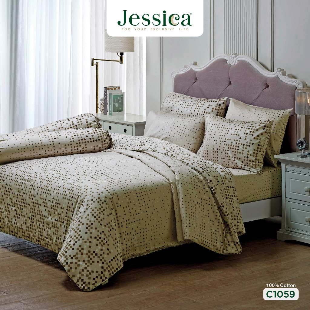 Jessica Cotton Silk Shine C1059 ชุดเครื่องนอน ผ้าปูที่นอน ผ้าห่มนวม เจสสิก้า พิมพ์ลายได้อย่างสวยงาม