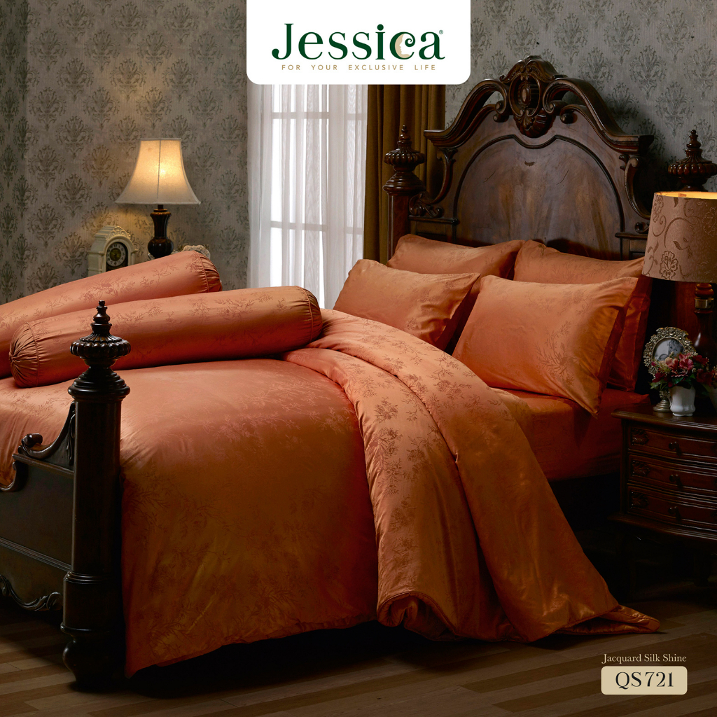 Jessica Jacquard Silk Shine 500 เส้นด้าย QS741 ชุดเครื่องนอน ผ้าปูที่นอน ผ้าห่มนวม ผ้าทอลายเรียบหรู สามารถป้องกันไรฝุ่นไ